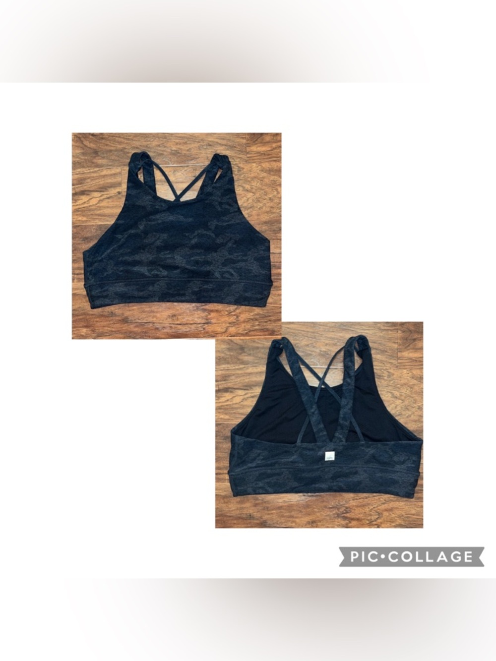 💞 EUC Vuori Women's Elevation Bra in Black Camo (?) - Sz Large